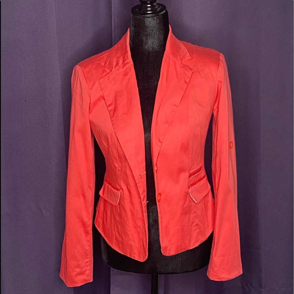 a'gaci Coral Red Tailored Blazer Medium (Size 4-6)